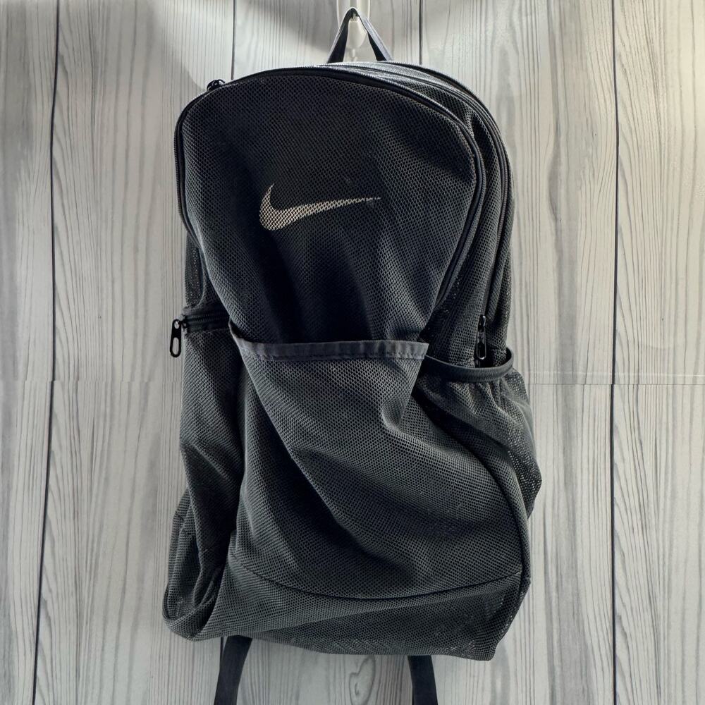 Nike Brasilia MESH Training Gym School Backpack Gray Security Mesh